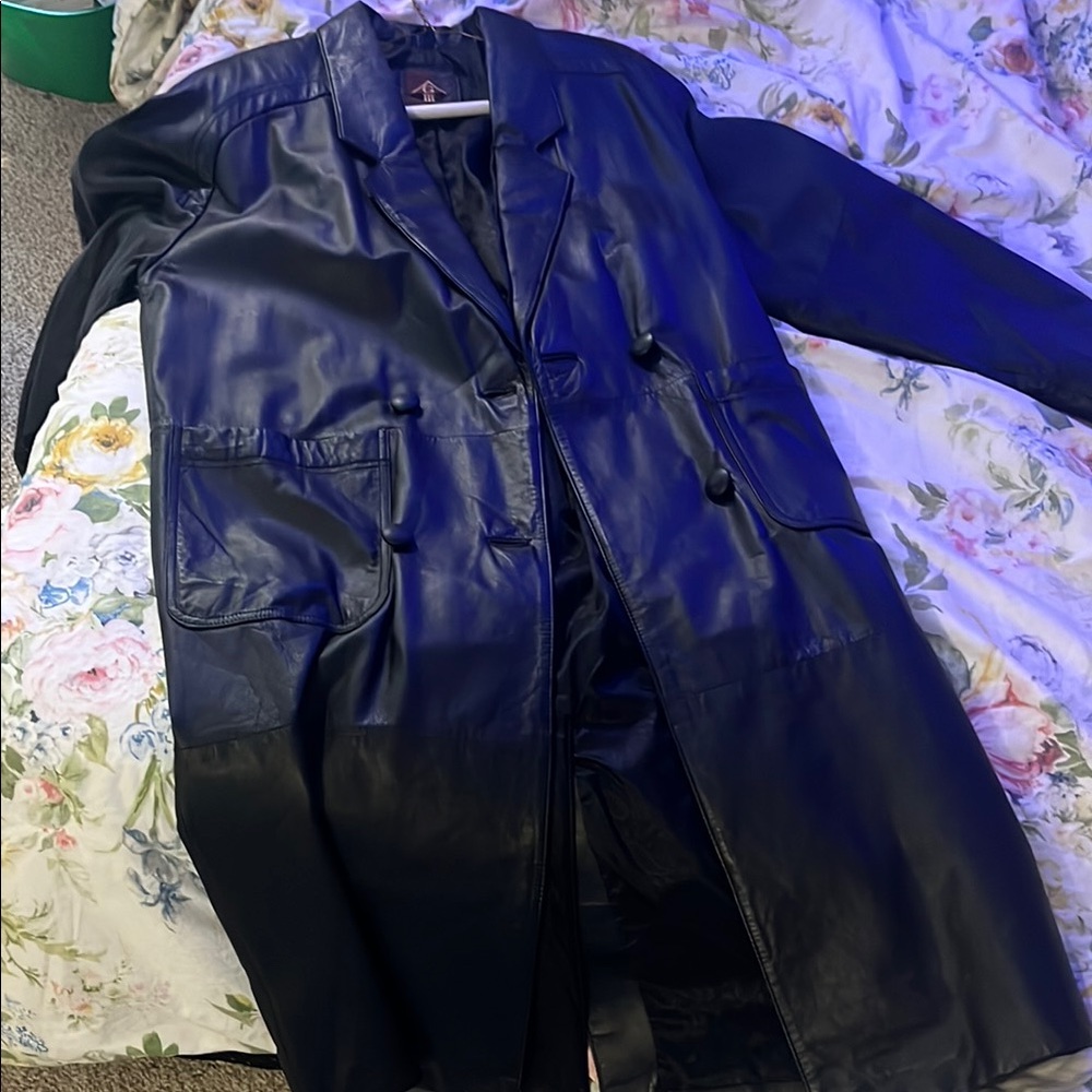Black Leather Trench Coat